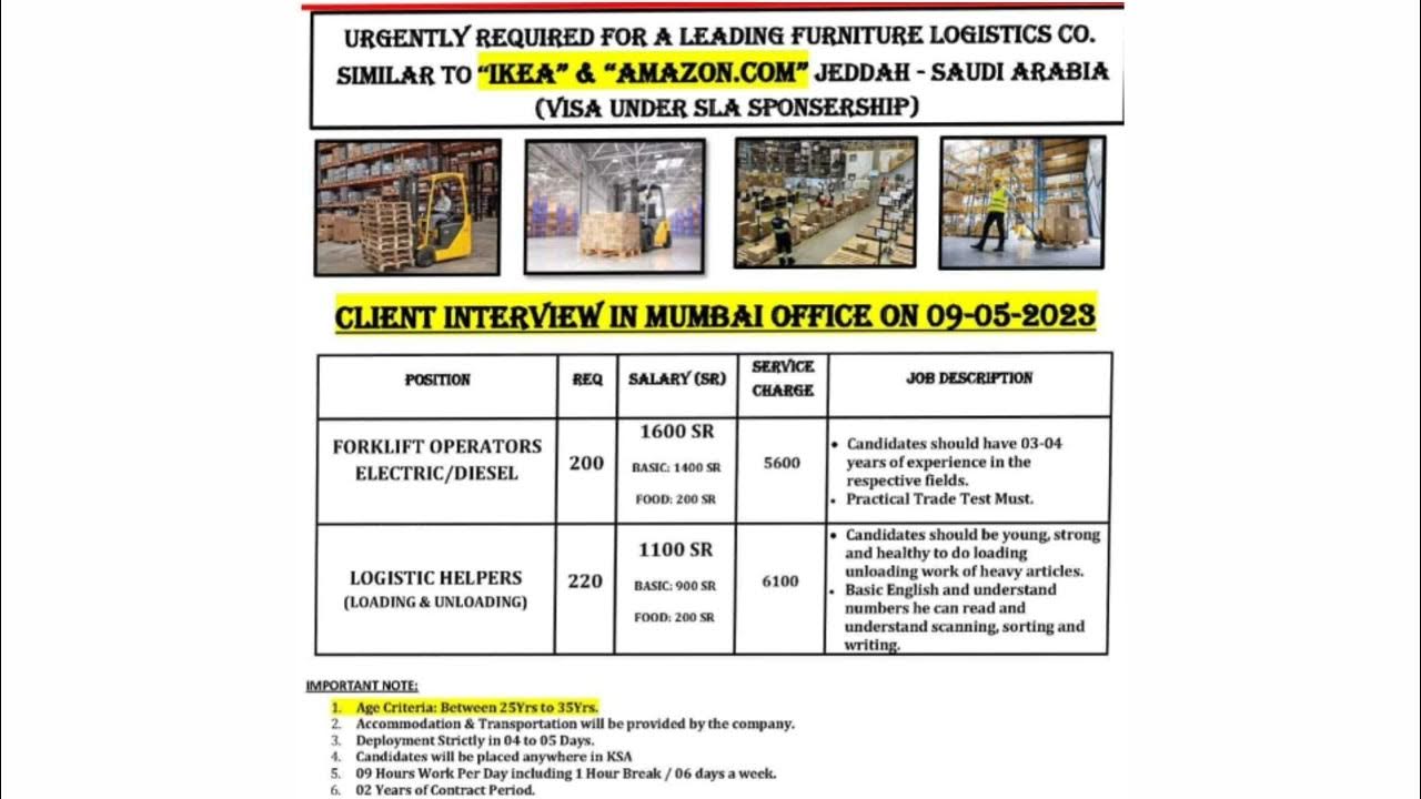 New vacancy Saudi Arabia Forklif operator electrical & Diesel logistic ...