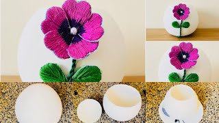 How to make cement balloon pot with beautiful Hibiscus flower hand embroidery | #balloon | #diy