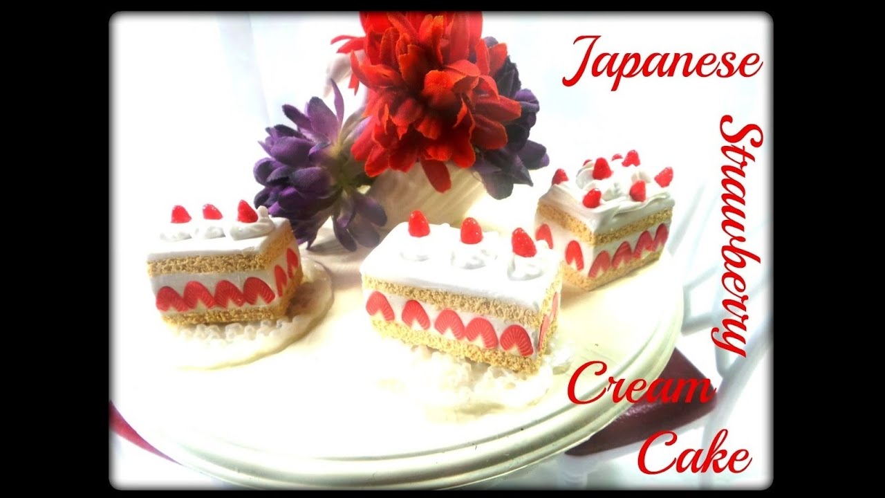 Miniature Japanese Strawberry Cake Polymer Clay Tutorial - YouTube