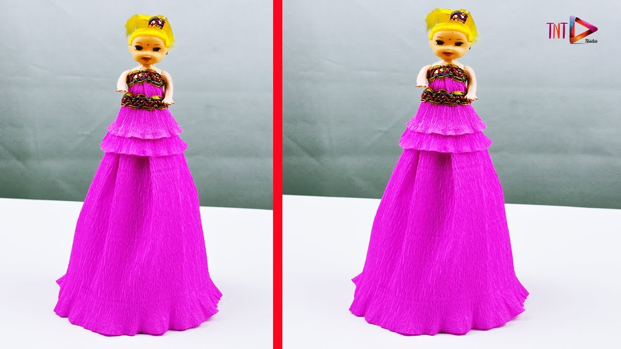 How To Decorate A Doll Using Crepe Paper Doll Decoration Idea Make
