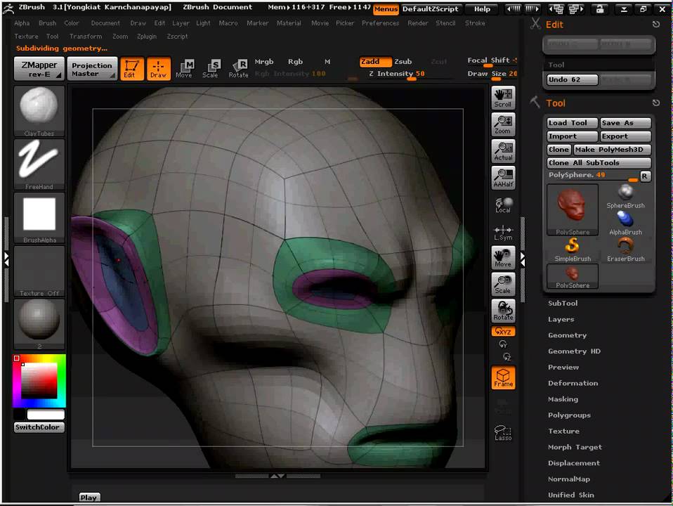 how to insert edge loop in zbrush