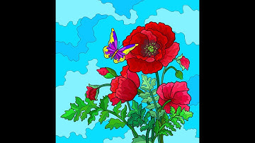 Hey Color app color with me Big Red Flower #butterfly #spring #relax #colour