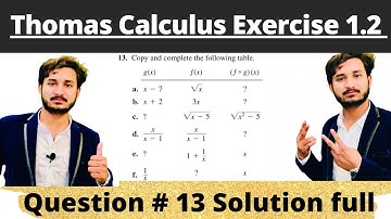 Thomas Calculus Exercise 1.2 Question # 13 solution|| Copy and Complete Table|| MSN Mathematician||