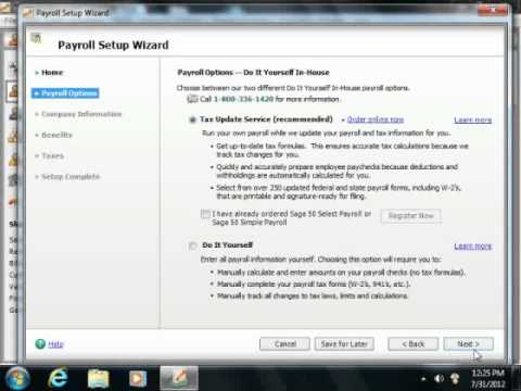 Sage 50 Tutorial The Payroll Setup Wizard Sage Training Lesson 2.5