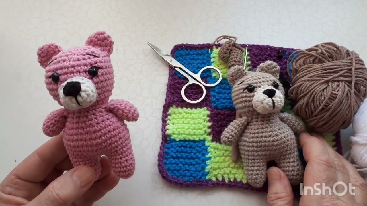 Мишутка- малышок ч 1. Ушки, мордочка.Вяжем крючком.