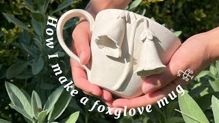 How I make a ceramic foxglove mug ⚘ Peaceful hand-building & flower sculpting process 🌿