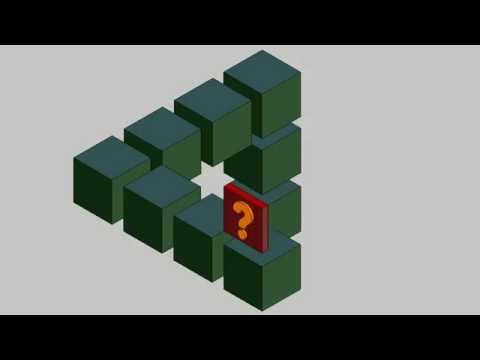 Penrose Triangle of Cubes, with Reveal - Optical Illusion