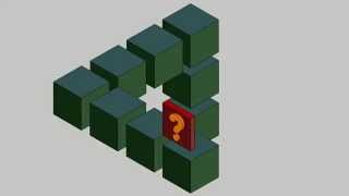 Penrose Triangle of Cubes, with Reveal - Optical Illusion