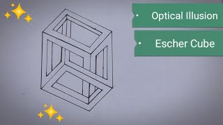 How to draw an Optical Illusion - Escher Cube || Easy 3d Art