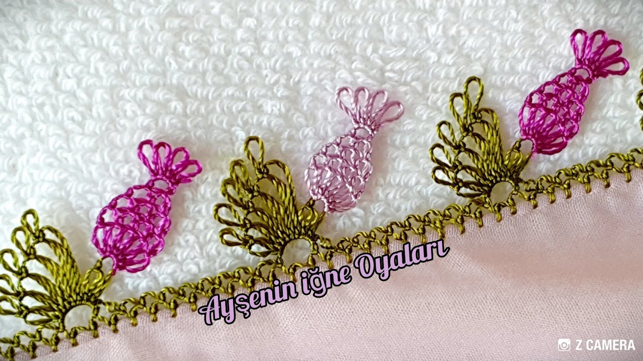 Kolay ve gösterişli Şıkır şıkır badem iğne oyası modeli