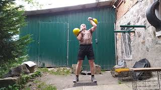 See-saw presses, 2x16 kg!!! 72 reps.  Млин з гирями по 16 кг. #лютийдід 61 рік #челлендж