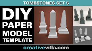 DIY Tombstones Set 5 Paper Model Assembly Step-by-Step