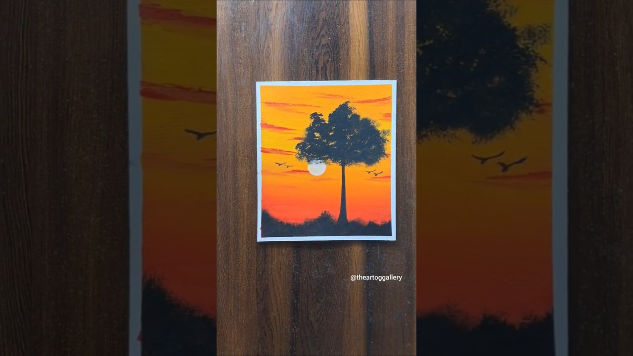 Sun set painting | scenery Painting | Sun Set Drawing | 