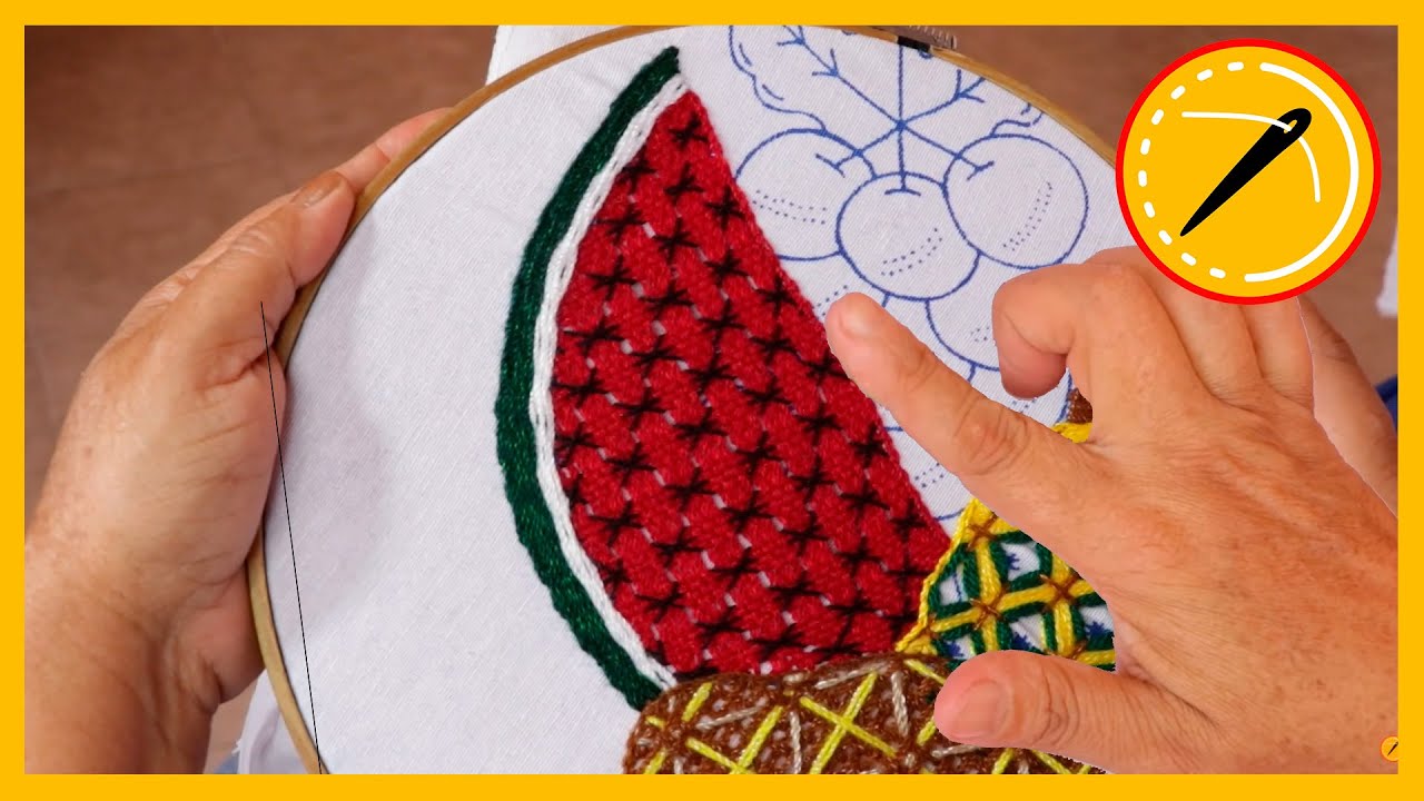 👀Como bordar SANDIAS🍉 BORDADOS FACILES 224