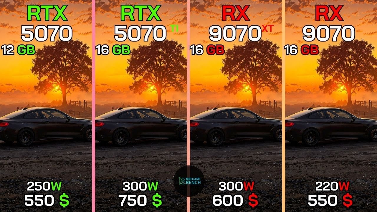 RTX 5070 vs RTX 5070 TI vs RX 9070 XT vs RX 9070 TEST IN 10 GAMES - YouTube