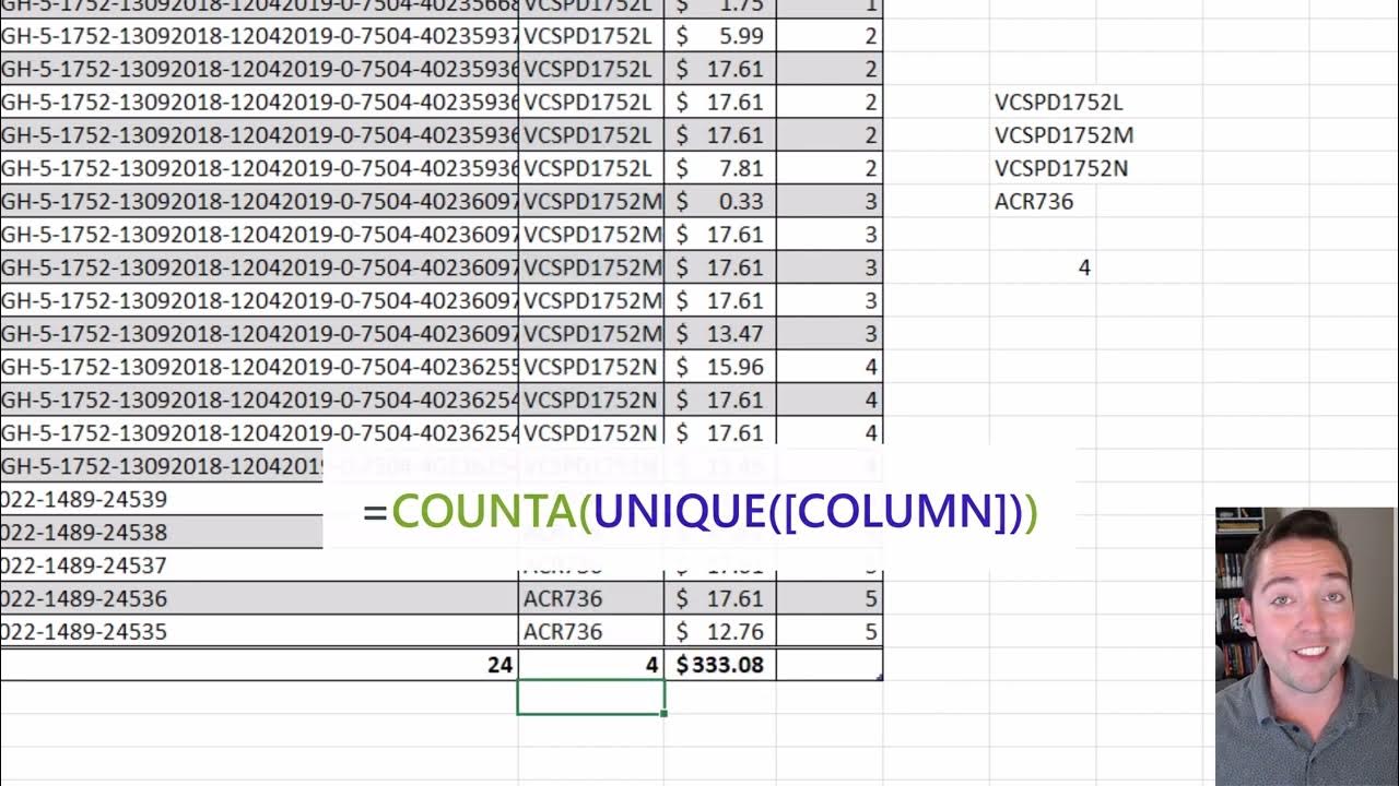 How to get a distinct count of unique values in Excel - YouTube