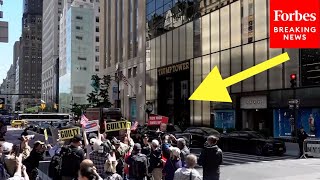 WATCH: Crowd Holds 'Guilty' Signs Outside Trump Tower Before Former President's Press Conference