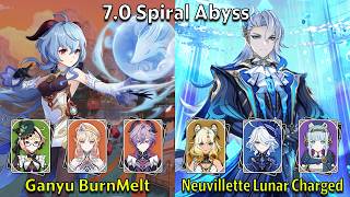 C0 Ganyu BurnMelt & C0 Neuvillette Lunar Charged - Genshin Impact 7.0 Spiral Abyss Full Clear