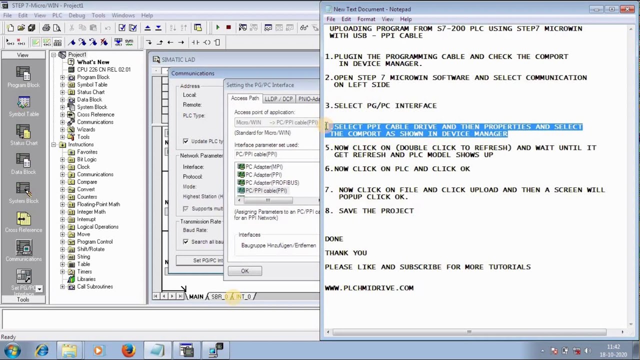HOW TO UPLOAD PROGRAM FROM SIEMENS S7-200 PLC USING USB PPI CABLE - YouTube