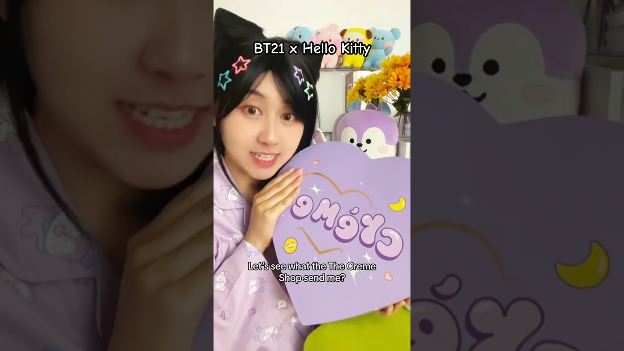 BT21 collaboration with Hello Kitty 😭✨ The Crème Shop! 💜 