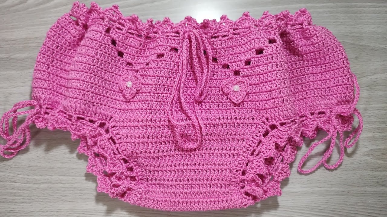 Calcinha de crochê infantil - 1 ano - passo a passo bem detalhado