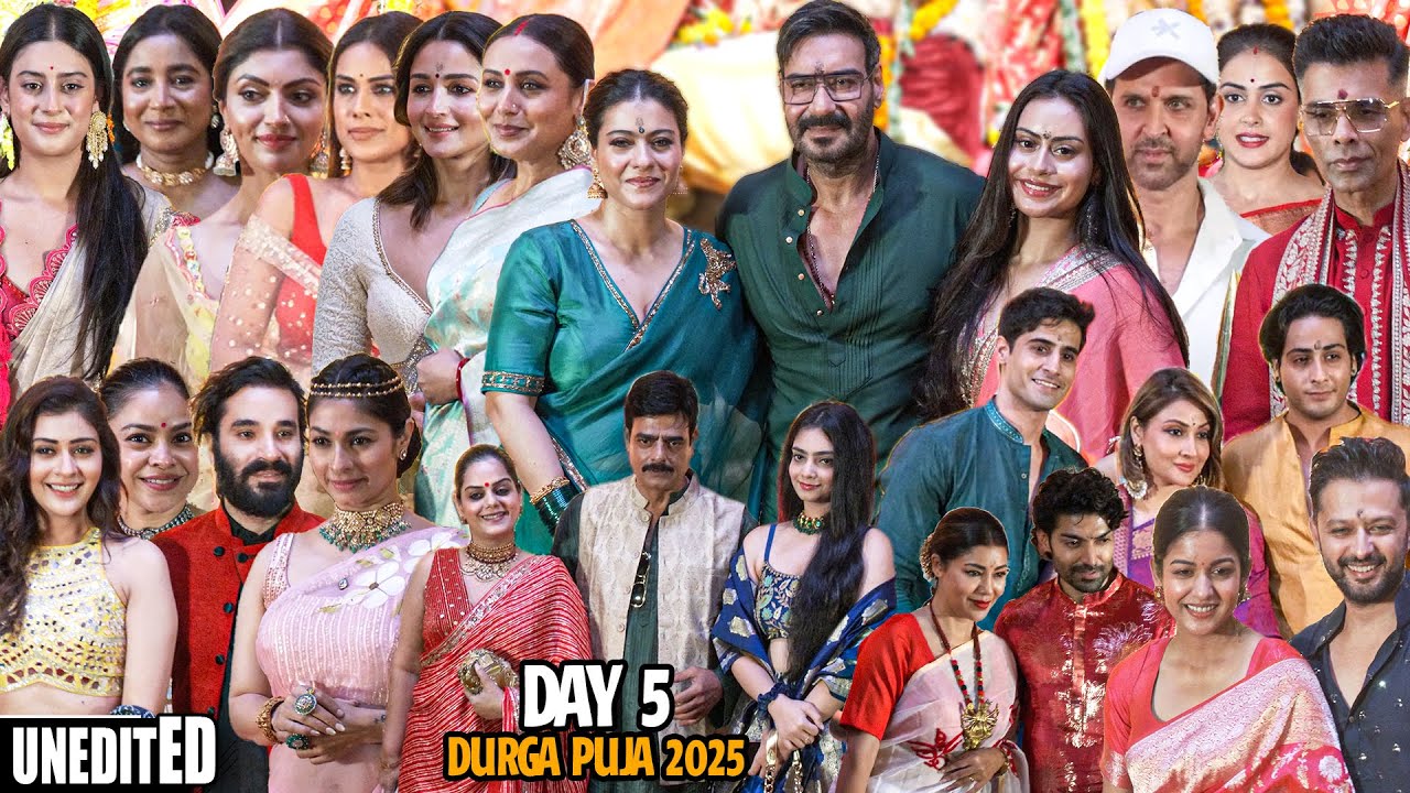 UNCUT - North Bombay Durga Puja 2025 | DAY 05 | Ajay, Hrithik, Alia Bhatt, Genelia, Kajol, Isha More
