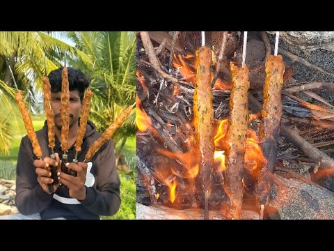 Making Chicken Kabab | Village Cooking & Eating | Krish Eats #villagecooking