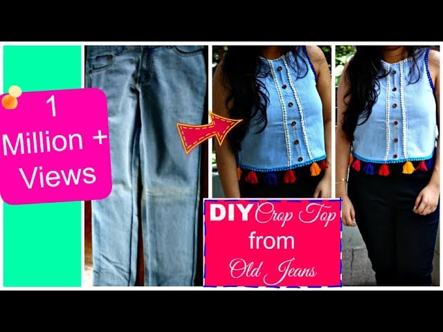 DIY Crop Top from Old Jeans | Recycle 