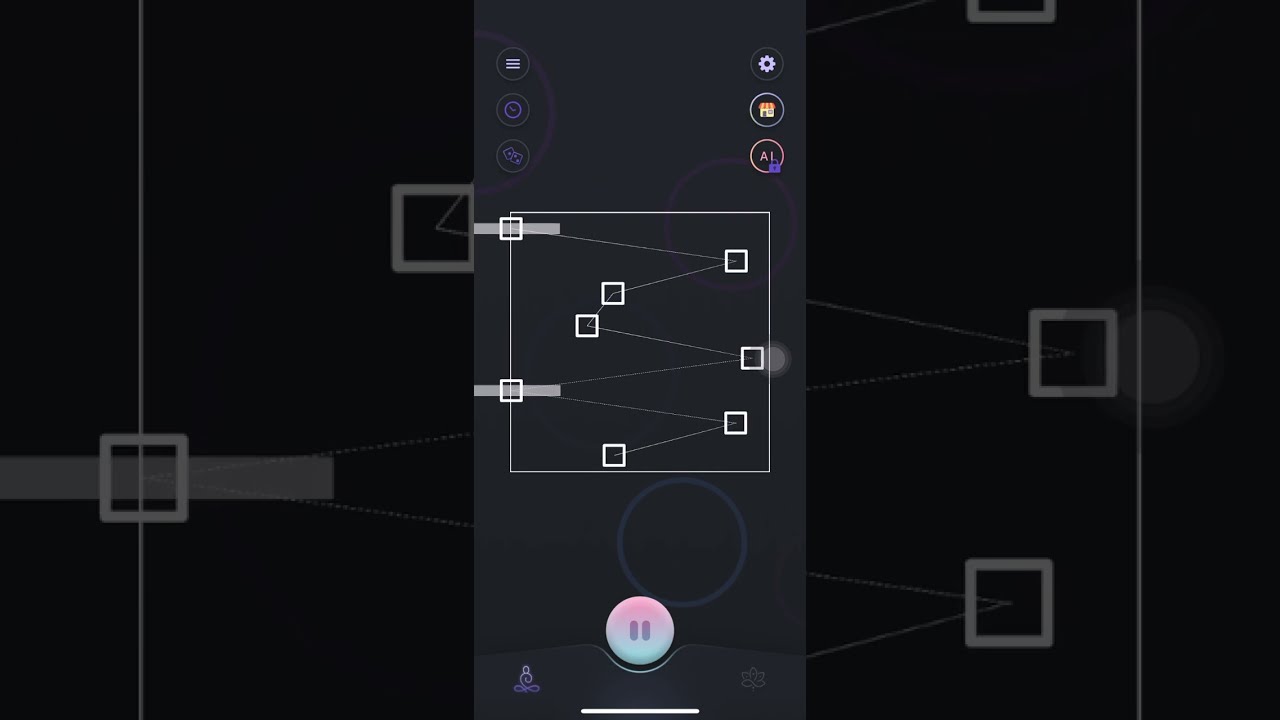 Poly rhythm harp, geometric triggered music( speed changing)