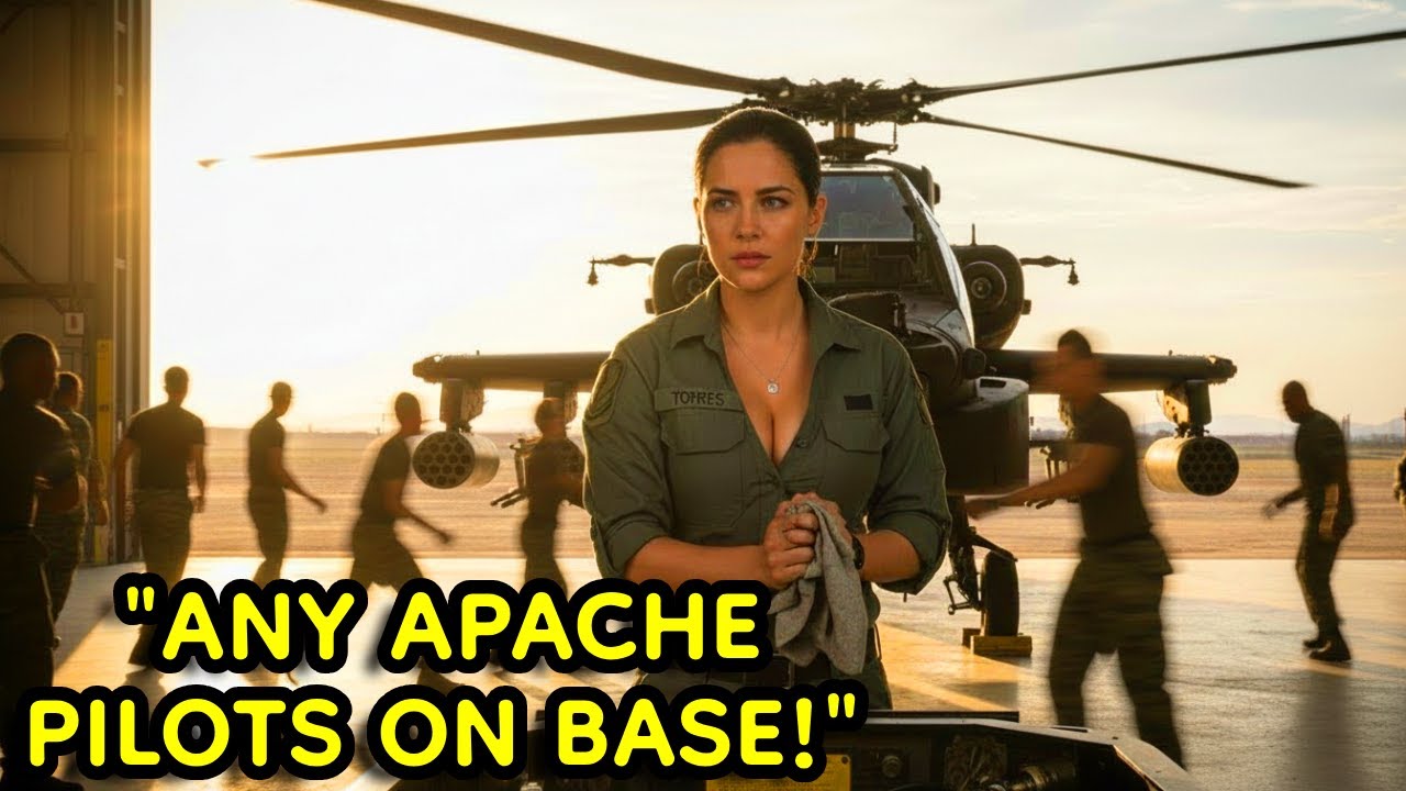 “Any Apache Pilot Around?” — Silence Filled the Base… Until the Mechanic Stepped Up.