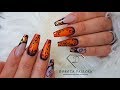 Autumn color nails. Fall nail art tutorial. Orange ombre, pigment ombre nail tutorial, october nails