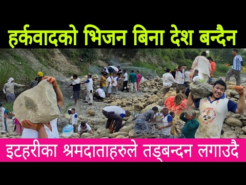Harka Sampang को भिजन बिना देश बिकाश हुदैन इटहरीका श्रमदाताहरुले श्रमदानबाट खोलामा तड्बन्दन लगाउदै 