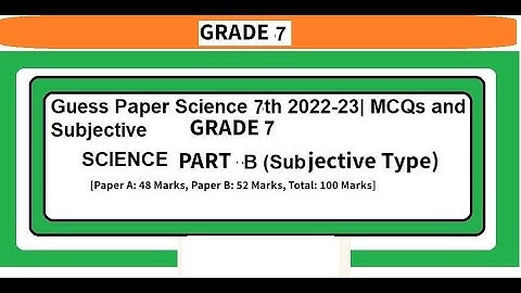 Guess Paper Science 7th 2022-23| Subjective