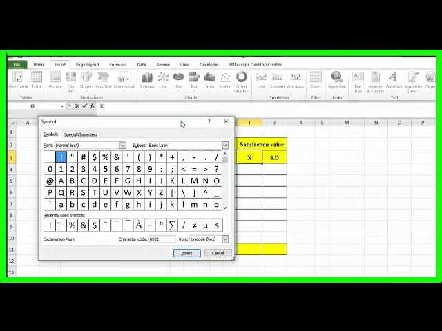 Excel How To Insert Symbol X Bar Mean Statistics Youtube