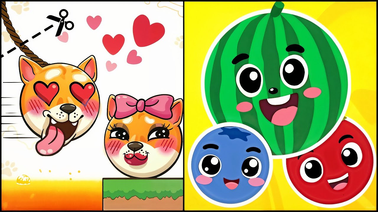 Rope Dog Cut to Save VS Fruit Clash - All Levels SpeedRun Gameplay