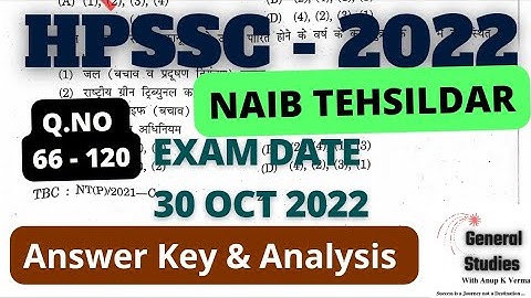 HPPSC NAIB TEHSILDAR - 2022 | ANSWER KEY | PART - 2 | EXAM DATE : 30 OCT 2022