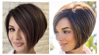 Top 35 Stacked Bob Haircuts and Hairstyles with Bangs For Women 2022
