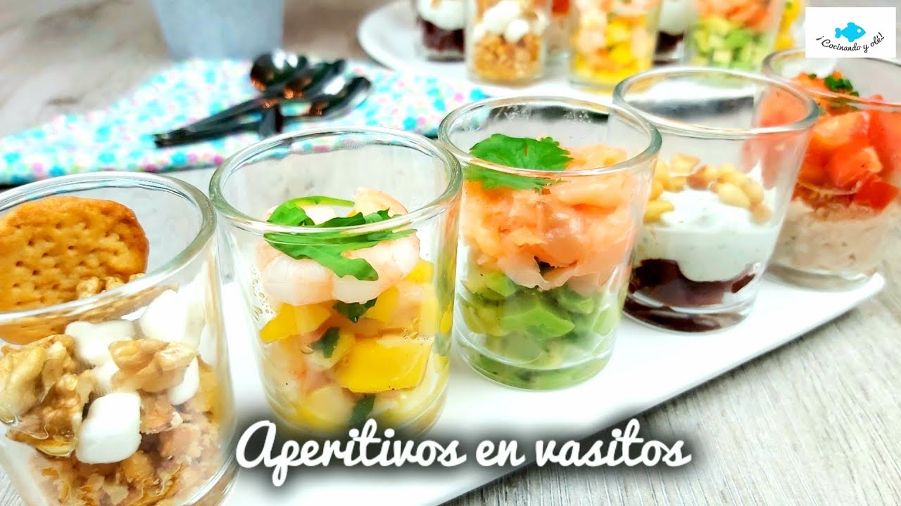 🎅 🌲 CANAPÉS o APERITIVOS, muy FÁCILES y RÁPIDOS en vasitos. ¡5 IDEAS DE  CANAPÉS VARIADOS!! 