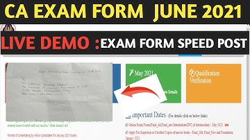 ICAI Official Info. CA Foundation June 2021 | How To Send Exam form Through Speed Post
