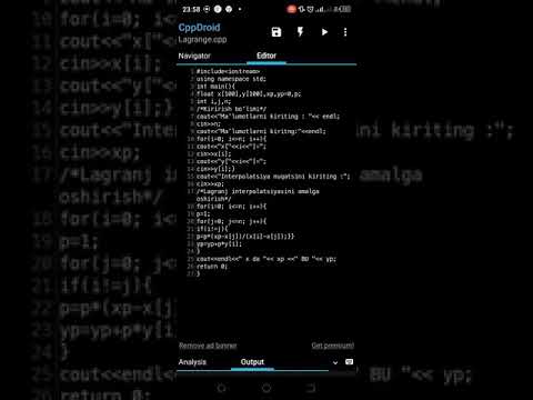 Lagrange interpolation formula . C++ da tuzilgan dasturi