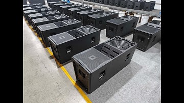 16 pcs VT4889 dual 15 inch 3 way line array Speaker in Sanway workshop