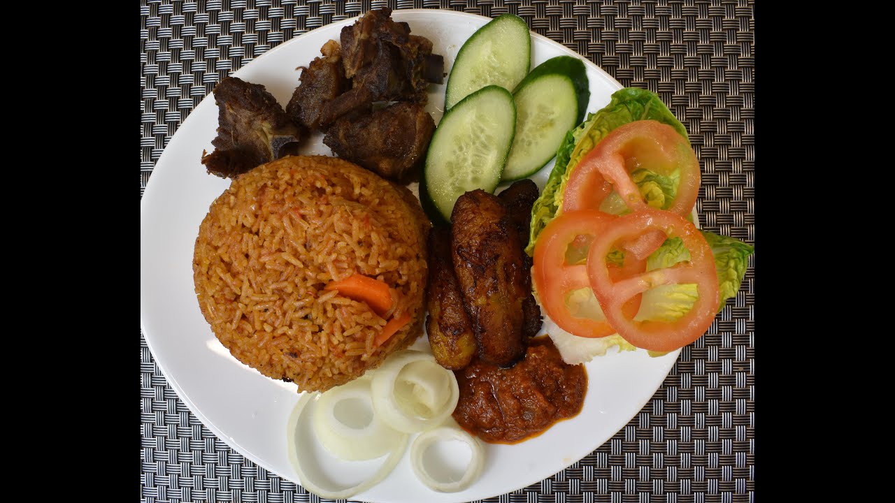 Ghanaian Jollof Rice with Goat meat recipe YouTube