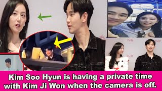 Kim Soo Hyun is having a private time with Kim Ji Won when the camera is off.