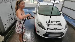 Private Life | Gina Gerson car washing with Mugur