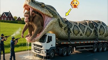 Heroic Rescue Team Saves Monkey from Deadly Giant Python🐍