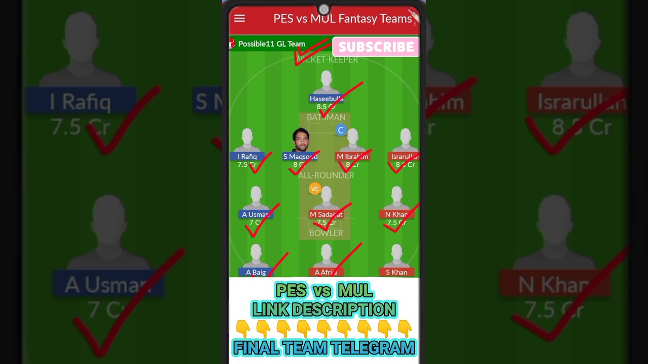 PES vs MUL Dream11 Prediction🔥| PES vs MUL Dream11 Prediction Today Match | PES vs MUL Dream11 Team