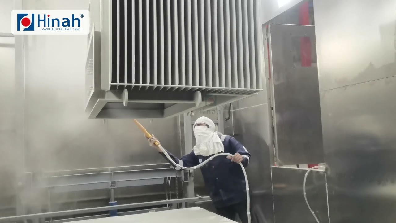 Powder coating operation for transformer product