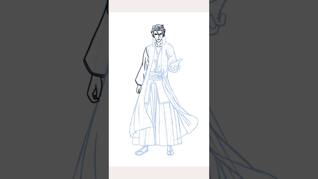 How to draw Aizen from Bleach step by step 