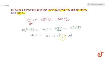 Let A and B be two sets such tat  ltmath gt  ltmrow gt  ltmo gt: lt/mo gt ltmi gtn lt/mi gt lt