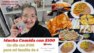 New Reto MENÚ DE $100 al día| 3 comidas para 4 de familia| colaboración con @morecocinafacil